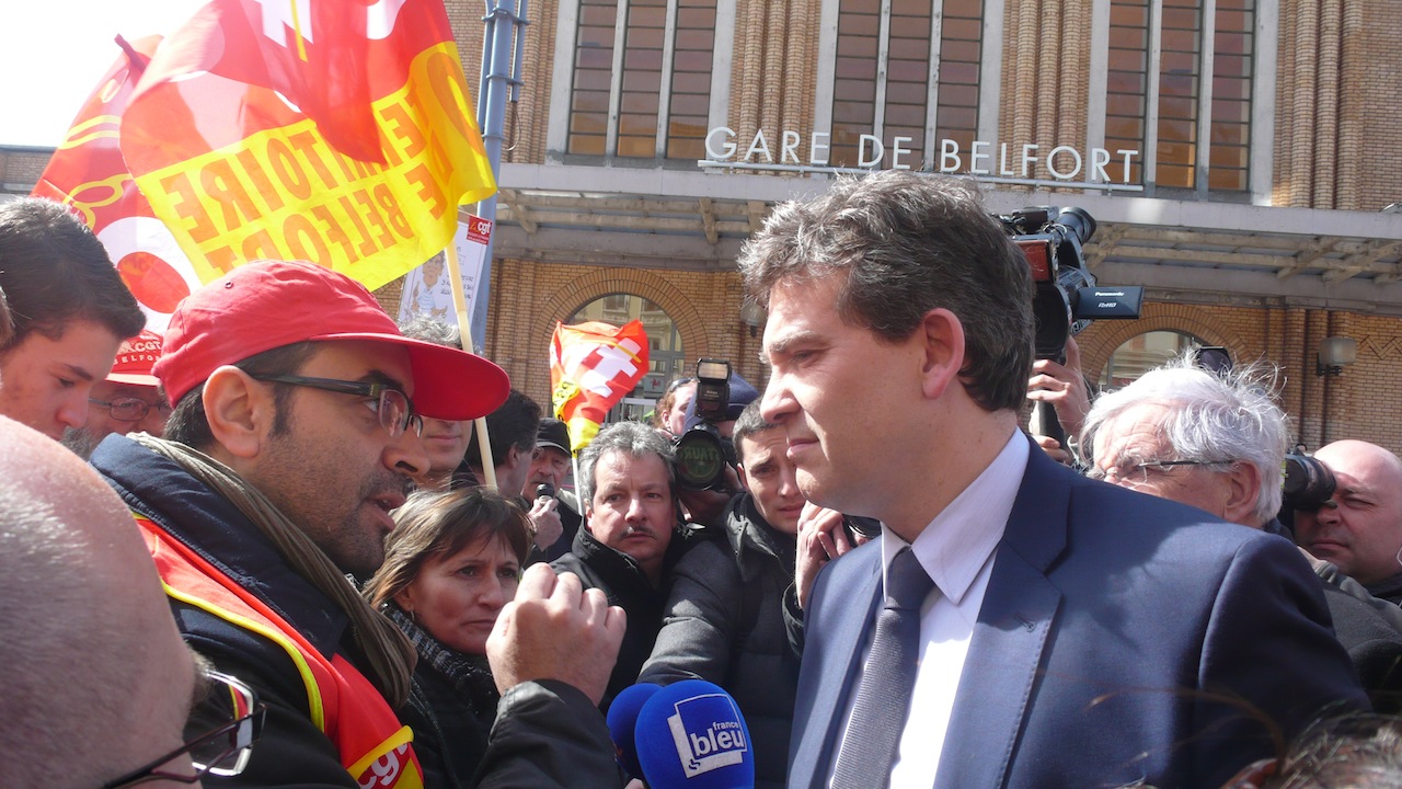 Arnaud Montebourg à Belfort avec la CGT