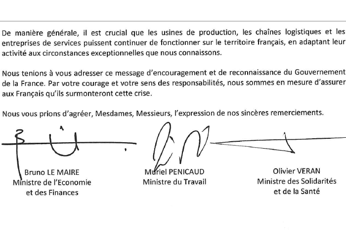 Signatures ministres